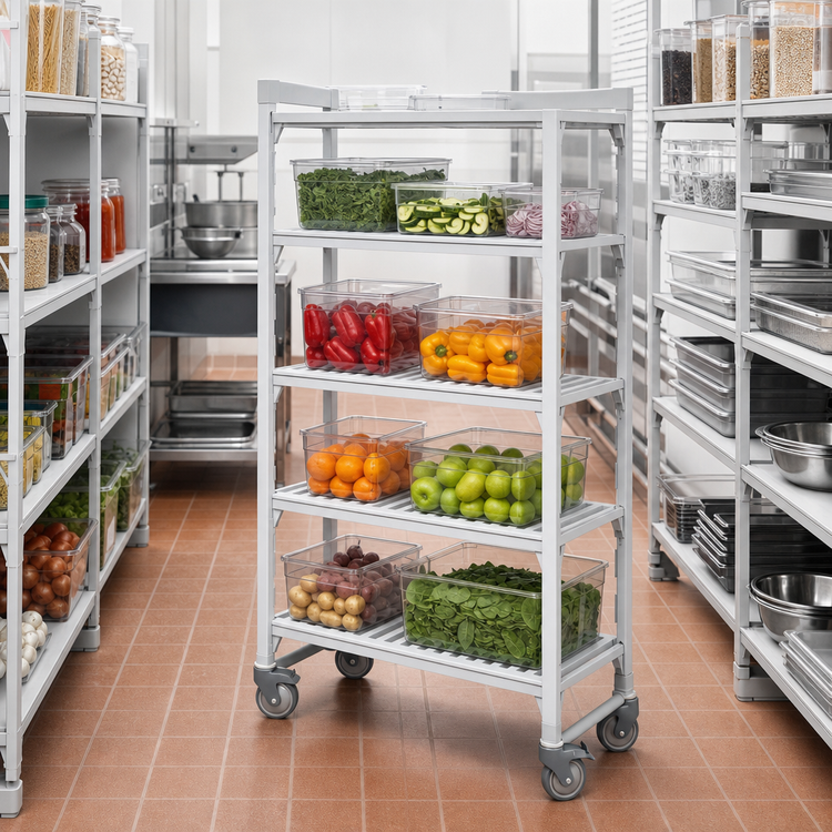 Product image #4 for Cambro Camshelving Premium High Density Mobile Starter Unit, 4-Shelf, 21 x 54 x 75-1/4 Inch, Vented, Speckled Gray