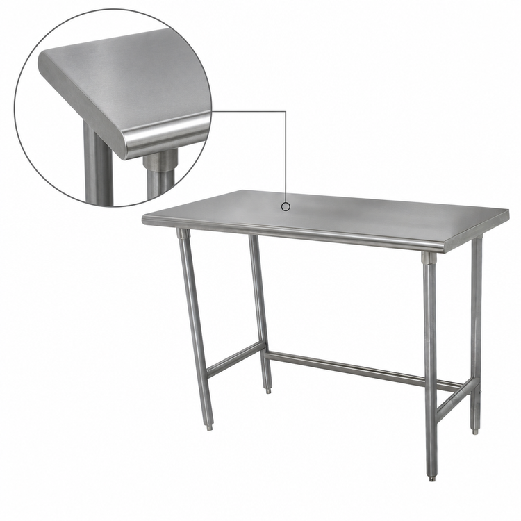 Product image #3 for Advance Tabco 48" x 30" 14 Gauge 304 Stainless Steel Flat Top Work Table with Galvanized Open Base