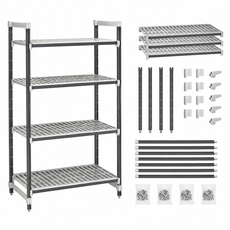 Product image #3 for Cambro Camshelving Elements XTRA 18-Inch Deep x 30-Inch Wide x 84-Inch High 4-Tier Vented Stationary Starter Unit