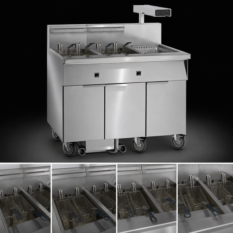 Product image #3 for Imperial Electric 6-Tank Floor Fryer with 50 lb. Capacity Tanks, Built-In Filter System, and Dump Station