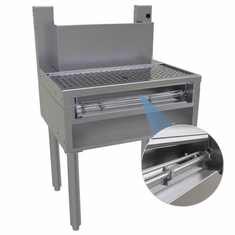 Product image #3 for Glastender BDA-18 18-Inch Stainless Steel Underbar Beer Drainer with Tubing Chase and Lift-Out Perforated Insert