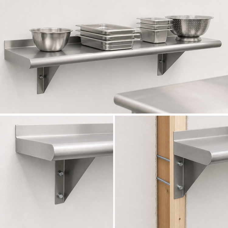 Product image #3 for Advance Tabco 60" x 10" Wall-Mounted Stainless Steel Shelf