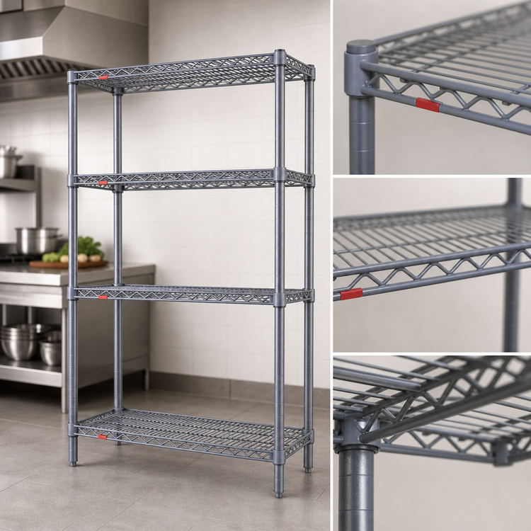 Product image #3 for Eagle Group Valu-Master 4-Tier Wire Starter Shelving Unit, 30 x 18 x 74 Inches, Pewter Gray Epoxy Finish