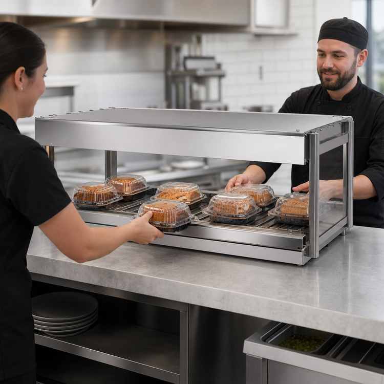Product image #3 for Hatco Glo-Ray 36-Inch Countertop Horizontal Single-Shelf Pass-Thru Merchandising Warmer