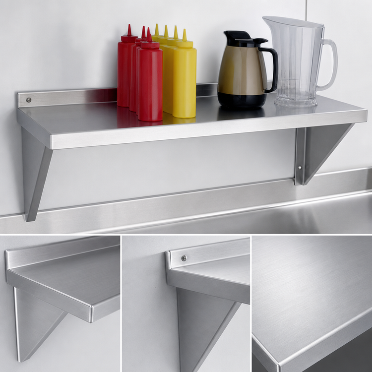 Product image #3 for New Age Heavy-Duty Solid Wall-Mounted Shelf, 36"W x 15"D, 12 Gauge Aluminum