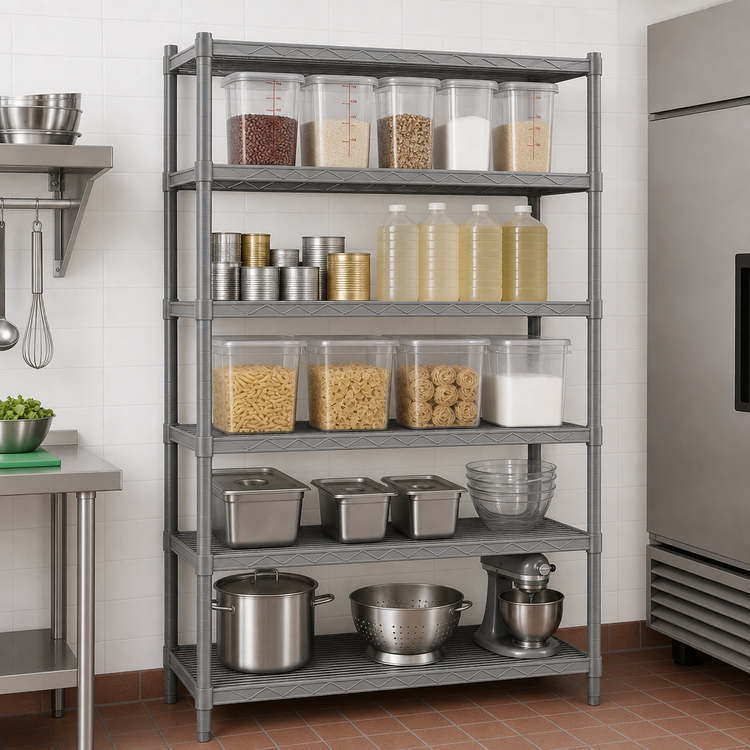 Product image #3 for Eagle Group Valu-Master 5-Tier Wire Shelving Starter Unit, 72W x 18D x 86H, Pewter Gray Epoxy Finish