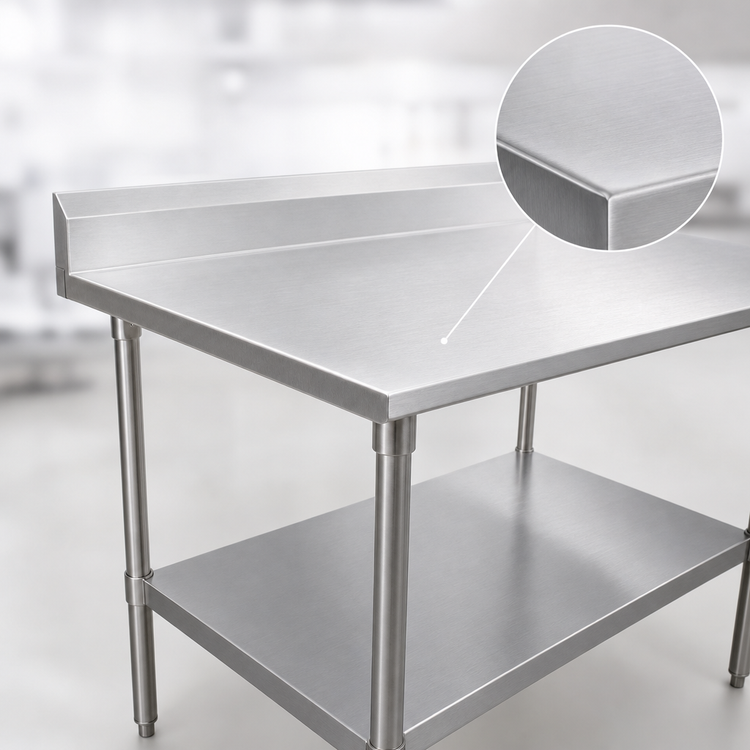 Product image #3 for John Boos Stallion 48" x 24" 16-Gauge Stainless Steel Work Table with 5" Backsplash, Undershelf & Welded Setup