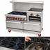 Thumbnail image #3 for American Range 60-Inch Gas Restaurant Range with 4 Open Burners, 36-Inch Raised Griddle/Broiler, Standard Oven, and Storage Base