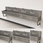 Thumbnail image #3 for Advance Tabco 19-18-96-F 4-Station Wall-Mounted Hand Wash Sink with 4 Faucets, 96-Inch, 8-Inch Deep Bowls, 304 Stainless Steel