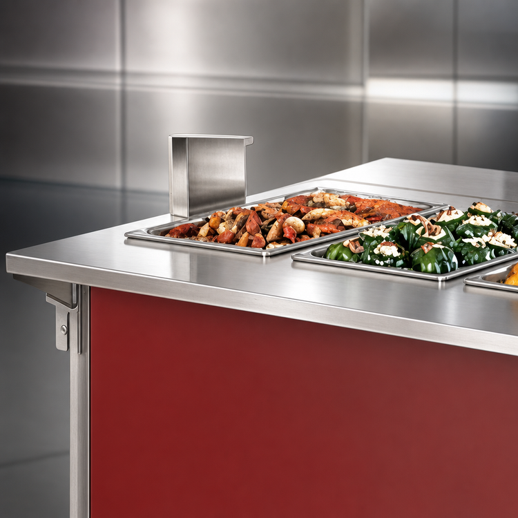 Product image #3 for Vollrath 4-Series Signature Server® Stainless Steel Countertop Plate Rest, Operator Side, 46-Inch Overall Width