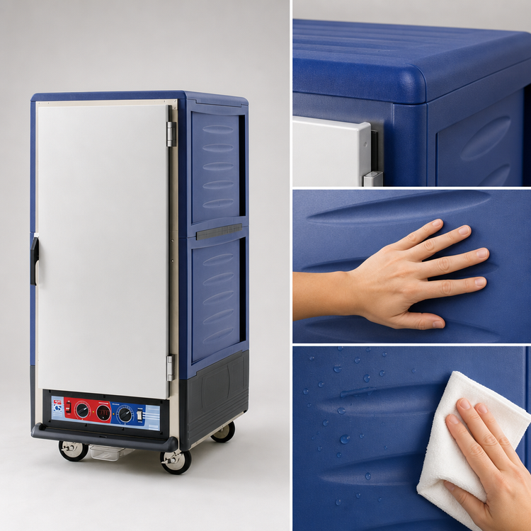 Product image #3 for Metro C5 3 Series 3/4 Height Mobile Combination Heated Holding and Proofing Cabinet with Blue Insulation Armour and Universal Wire Slides