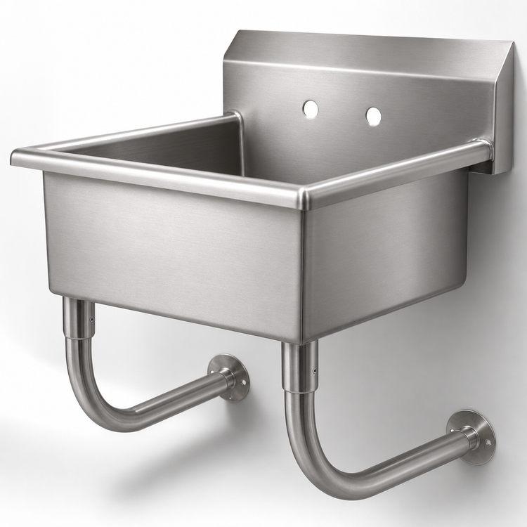 Product image #3 for Advance Tabco 27-Inch Wall-Mounted 14-Gauge 304 Stainless Steel Service Sink with 12-Inch Deep Bowl