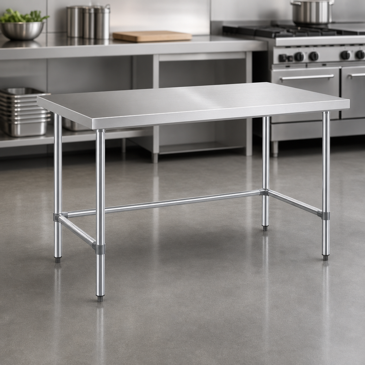 Product image #3 for Sapphire 72-Inch x 30-Inch Flat Top Stainless Steel Work Table with Open Base and Galvanized Legs