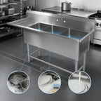 Thumbnail image #3 for John Boos Pro-Bowl 3PB1824-1D24L 3-Compartment Stainless Steel Sink with 24-Inch Left Drainboard, 16-Gauge, 10-Inch Backsplash