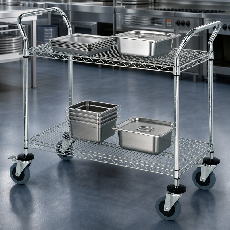 Product image #3 for Quantum Conductive Utility Bus Cart with 2 Wire Shelves, 42 x 24 x 37-1/2 Inches