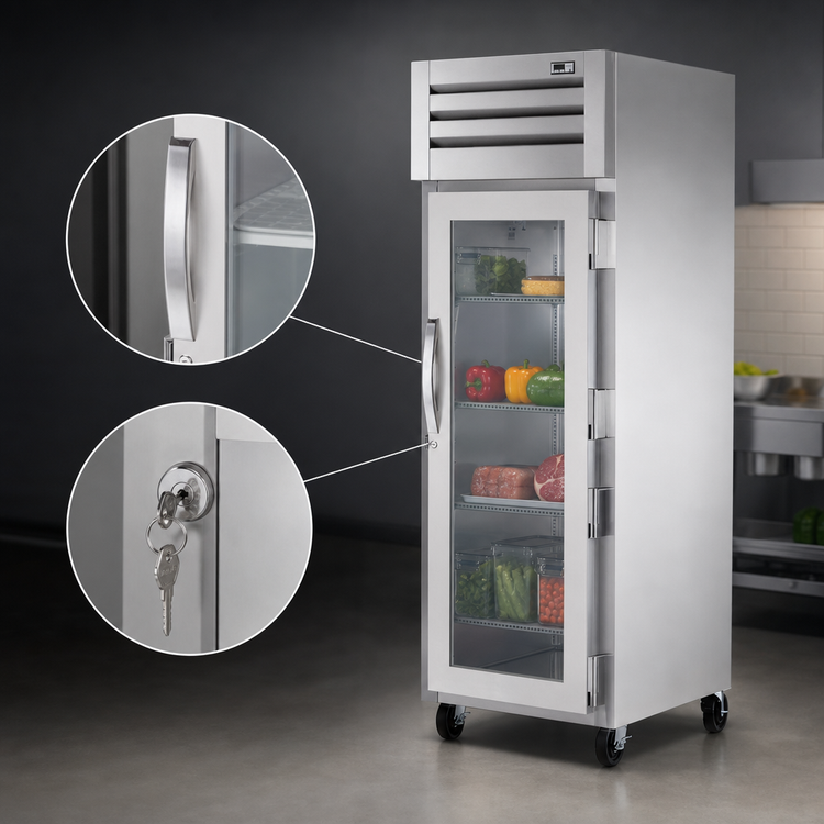 Product image #3 for True SPEC SERIES One-Section Glass Door Reach-In Refrigerator with Lock, Stainless Steel Front & Sides