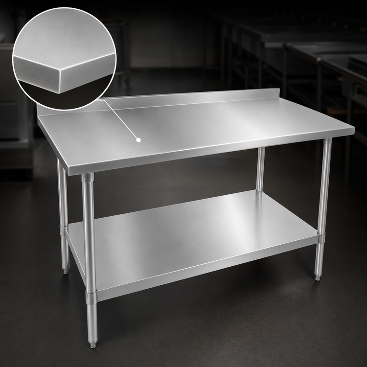 Product image #3 for John Boos Stallion 48-Inch x 24-Inch Stainless Steel Work Table with 1-1/2-Inch Rear Up-Turn and Undershelf