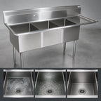 Thumbnail image #3 for John Boos E3S8-1620-12R18 3-Compartment Stainless Steel Sink with Right-Hand 18-Inch Drainboard, 16 x 20 x 12-Inch Compartments