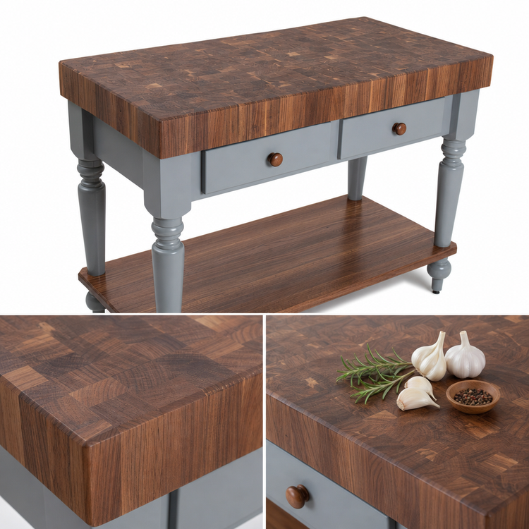 Product image #3 for American Heritage Rustica Butcher Block Work Table with Lower Shelf and Drawer