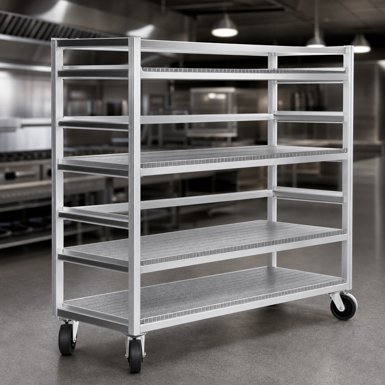 Product image #3 for Channel Manufacturing MC2472-3 Aluminum 3-Shelf Mobile Shelf Truck / Flight Cart, 75W x 25D x 72H