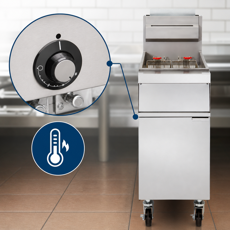 Product image #4 for Vulcan Quick Ship 21-Inch Freestanding Gas Fryer, 85-90 lb Capacity, Millivolt Controls, Stainless Steel, Twin Baskets