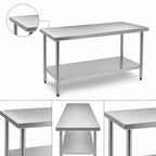 Thumbnail image #3 for Eagle Group Spec-Master T3072EM 72 x 30 Inch Stainless Steel Work Table, 14-Gauge 300 Series Top, Marine Edge, Galvanized Undershelf