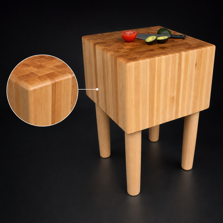 Product image #3 for John Boos AA03 Traditional End Grain Maple Butcher Block Work Table, 30 x 24 x 34 Inches, 16-Inch Thick Top