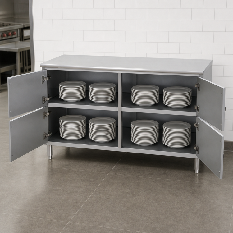 Product image #3 for Eagle Spec-Master Series Plate Cabinet with 4 Hinged Doors, 96W x 18D, Stainless Steel Top