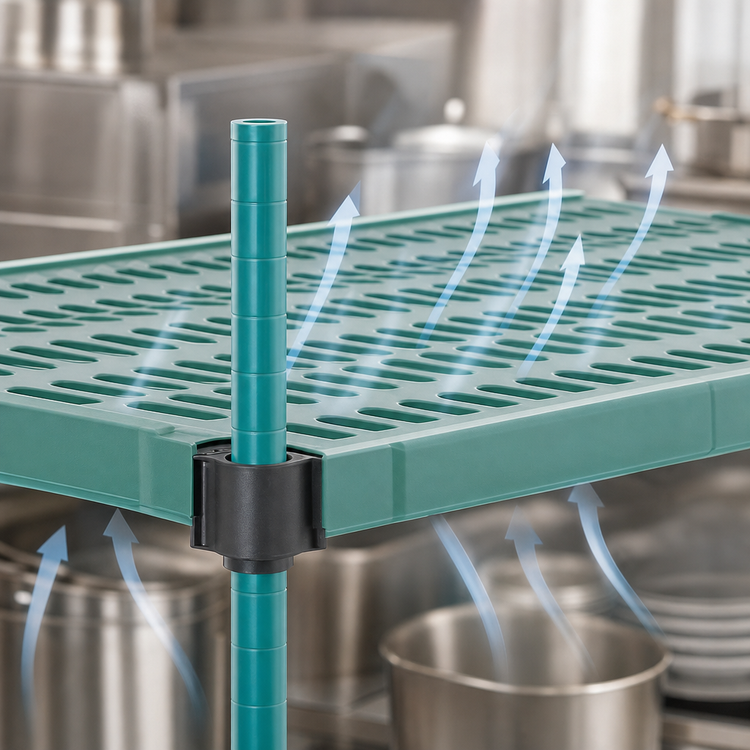 Product image #3 for QuadPlus 72-Inch x 18-Inch Vented Green Polymer Shelf Mat with Wire Frame