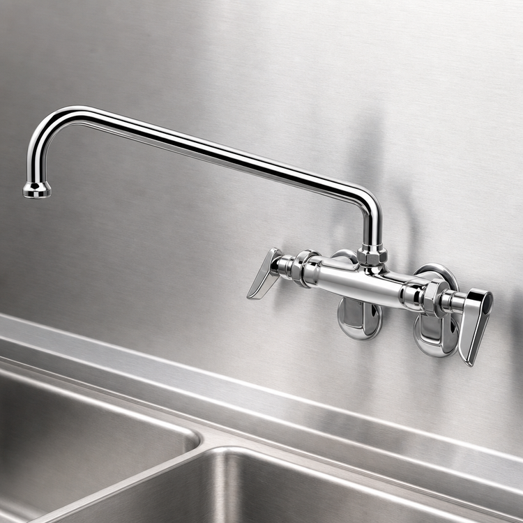 Product image #3 for T&S Brass Wall-Mounted Double Pantry Sink Mixing Faucet with 12-Inch Swing Nozzle