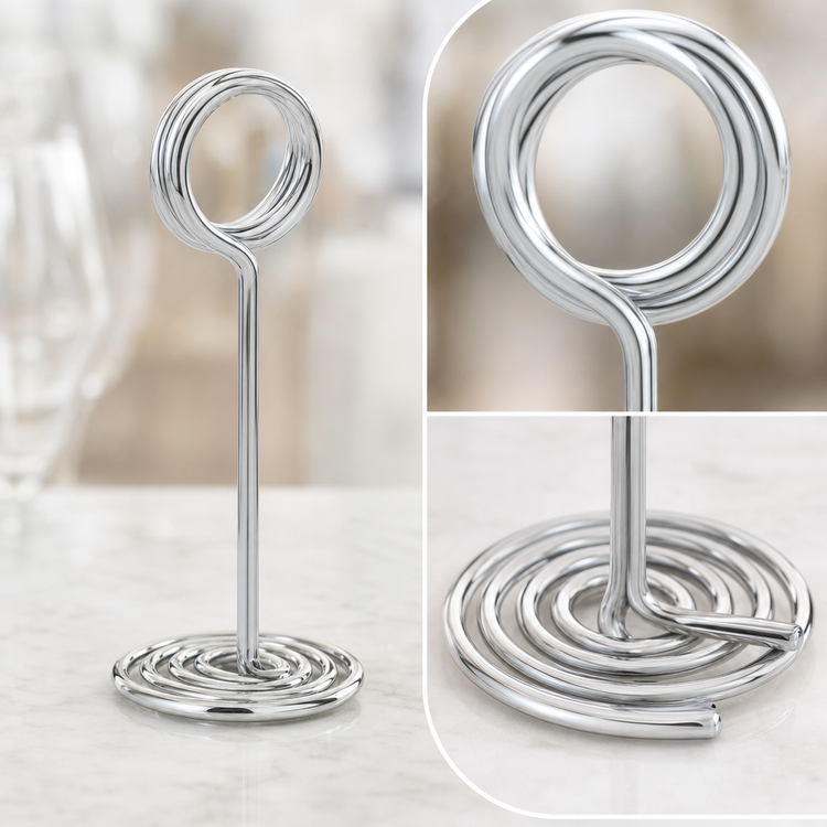 Product image #3 for American Metalcraft 6-Inch Chrome Wire Loop Number Stand with Round Swirl Base