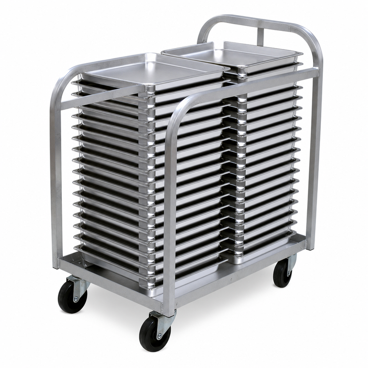 Product image #3 for Advance Tabco Aluminum Curved-Top Pan Truck with 60 Full-Size Pan Capacity and 600 lb. Load Capacity