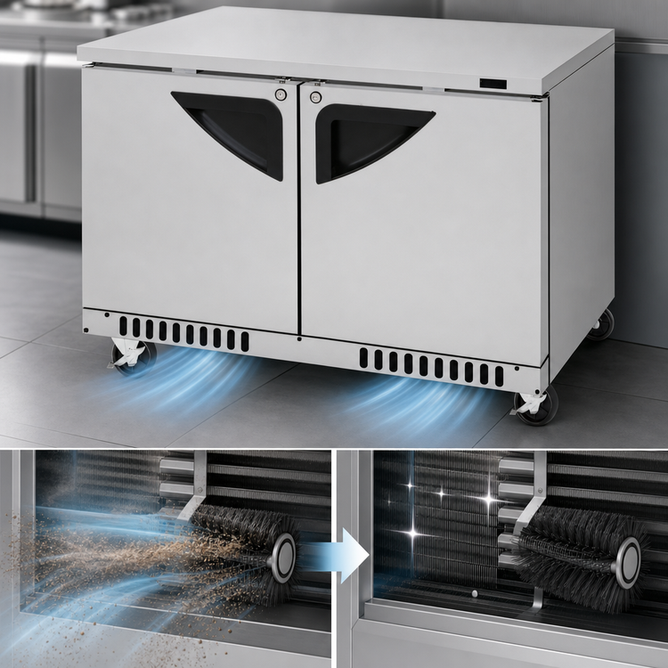 Product image #3 for Turbo Air Super Deluxe 48-Inch Two-Section Undercounter Freezer, 14.8 Cu. Ft., Front Breathing Airflow