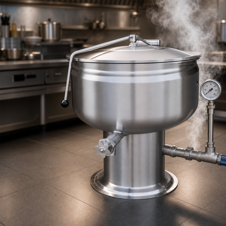 Product image #3 for Crown DP-40F 40 Gallon Direct Steam Full-Jacketed Stationary Kettle