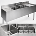 Thumbnail image #3 for CHOICE 3-Compartment Underbar Sink Unit with Left and Right Drainboards, Deck-Mount Faucet, 60 Inch W x 24 Inch D, Stainless Steel