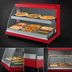 Thumbnail image #3 for Hatco Glo-Ray Designer Curved Glass Countertop Hot Food Display Case, Dual Shelf, 3-Pan, 45.5-Inch