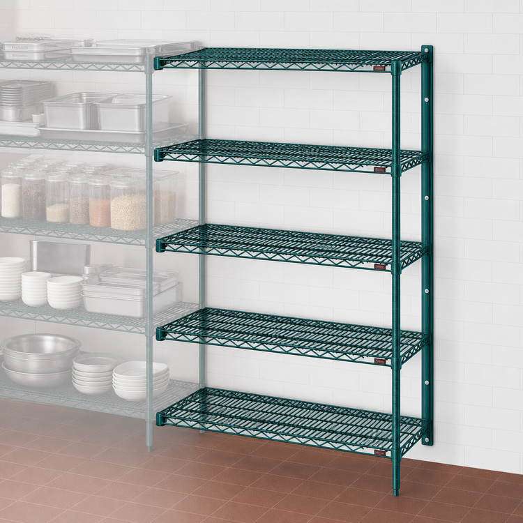 Product image #3 for Eagle Group Valu-Gard 4-Tier Add-On Wire Shelving Unit, 36 x 21 x 74 Inches, Green Epoxy