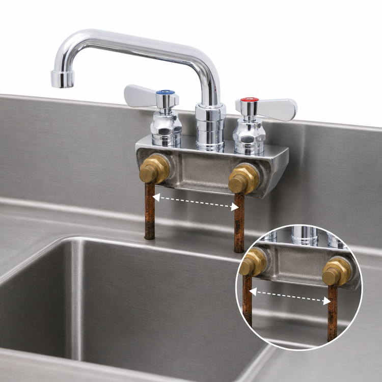 Product image #3 for BK Resources OptiFlow Heavy Duty Solid Body Splash Mount Faucet with 6-Inch Swing Spout, 4-Inch Centers