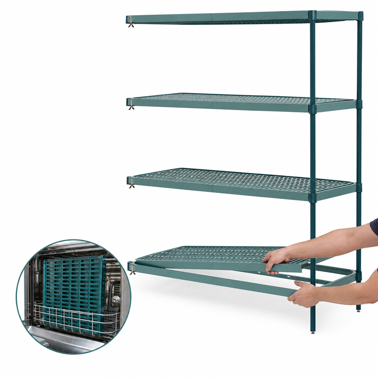 Product image #3 for Metro Super Erecta Pro Stationary 4-Shelf Polymer Shelving Add-On Unit, 21 x 60 x 74 Inches