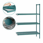 Thumbnail image #3 for Metro Super Erecta Pro PR-242474K3-A-4 24"W x 24"D x 74"H 4-Shelf Stationary Wire Shelving Add-On Unit with Polymer Mats, Green
