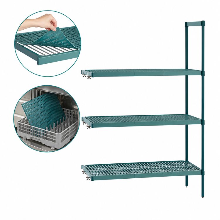 Product image #3 for Metro Super Erecta Pro 24"W x 24"D x 74"H Stationary Wire Shelving Add-On Unit with 4 Shelves and Polymer Mats