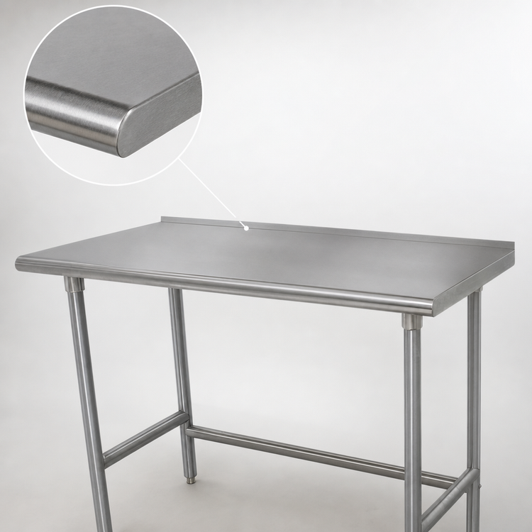 Product image #3 for Advance Tabco 48" x 36" 16-Gauge 304 Stainless Steel Work Table with 1-1/2" Rear Up-Turn