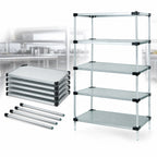 Thumbnail image #3 for Quantum WR74-2136SG-5 36"W x 21"D x 74"H Stationary Solid Shelving Starter Unit, 5 Shelves, Galvanized Steel, Chrome Posts