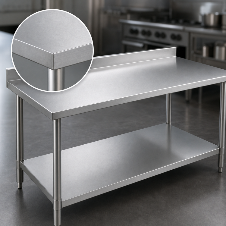 Product image #3 for Deluxe Series Stainless Steel Work Table with 4-1/2 Inch Backsplash and Adjustable Undershelf, 60 x 30 Inches