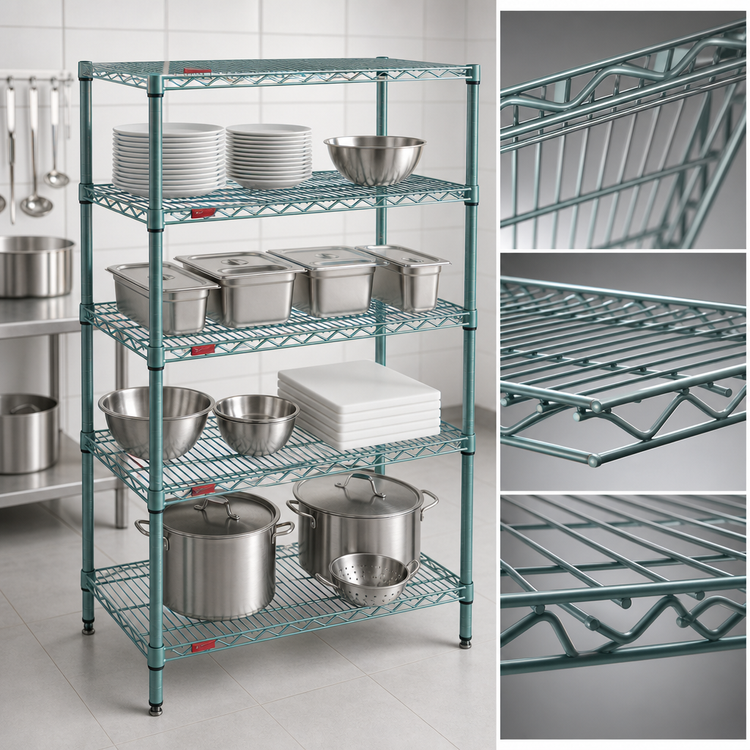 Product image #3 for EagleGard 4-Tier Stationary Starter Wire Shelving Unit, 48"W x 24"D x 74"H