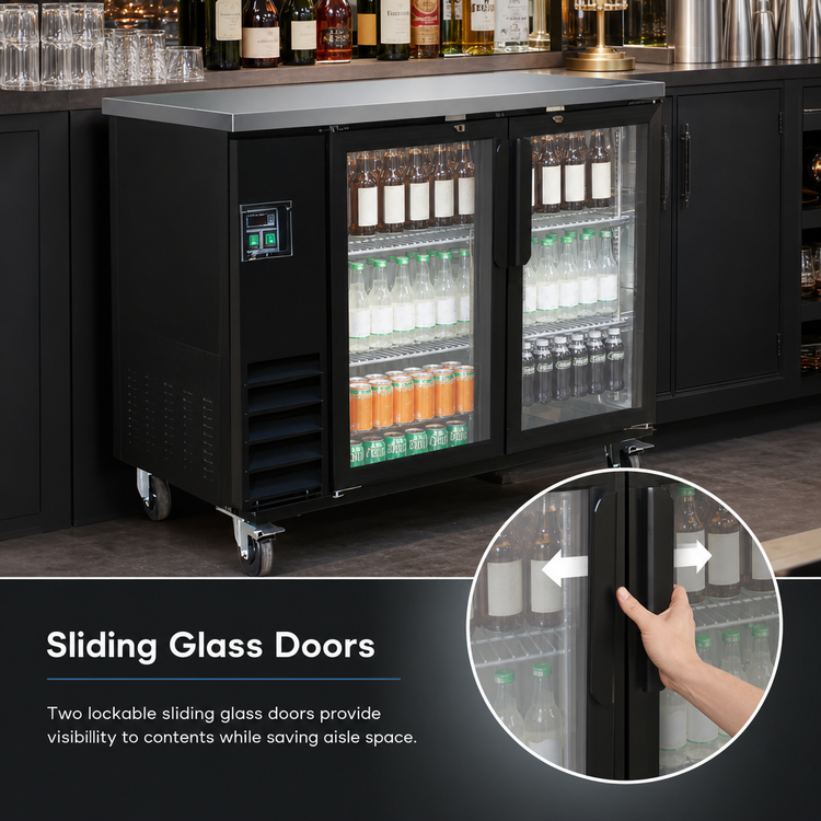 Product image #3 for IKON Refrigeration 49-Inch Two-Section Sliding Glass Door Back Bar Cooler
