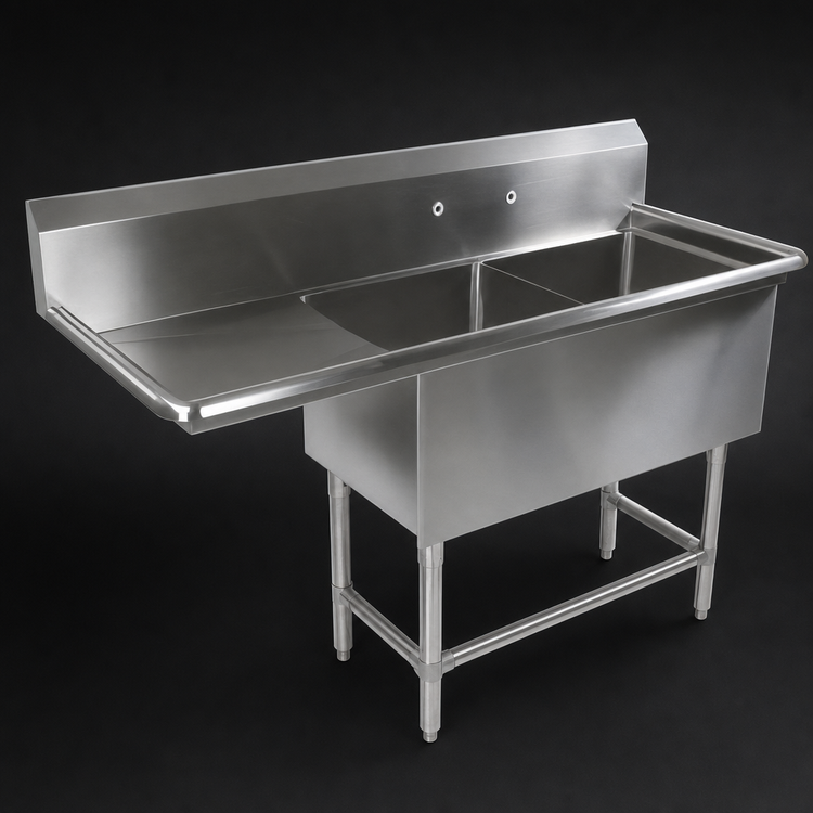 Product image #3 for John Boos Pro-Bowl 2-Compartment Sink with 30-Inch Left Drainboard, 74-3/16 Inch Wide
