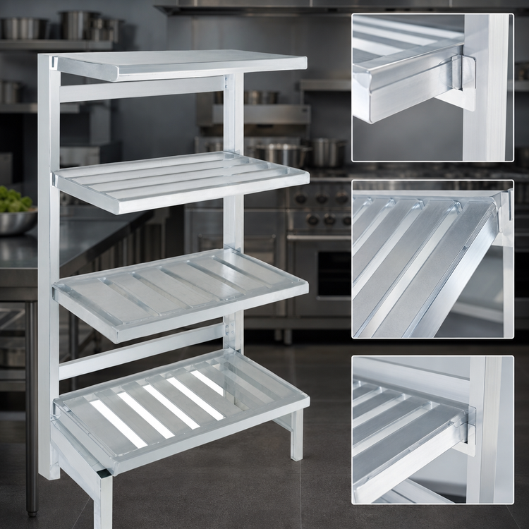 Product image #3 for Channel Manufacturing Cantilevered 4" E-Channel Aluminum Shelf, 42" W x 20" D x 72" H