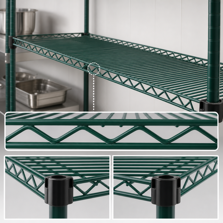 Product image #3 for Eagle Valu-Gard Quad-Adjust 72-Inch x 18-Inch Wire Shelf, Green Epoxy, 600 lb. Capacity