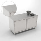 Thumbnail image #3 for John Boos 4CH4-3048 48" x 30" Enclosed Stainless Steel Work Table with Hinged Door Cabinet Base, 14-Gauge 300 Series Flat Top